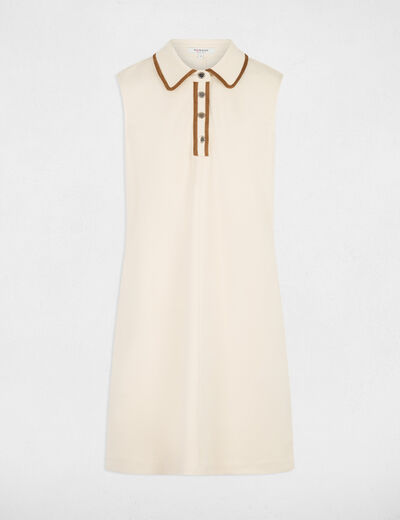 Vestido corto con cuello de solapa marfil mujer