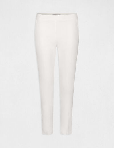 Pantalón cigarette estilo corto marfil mujer