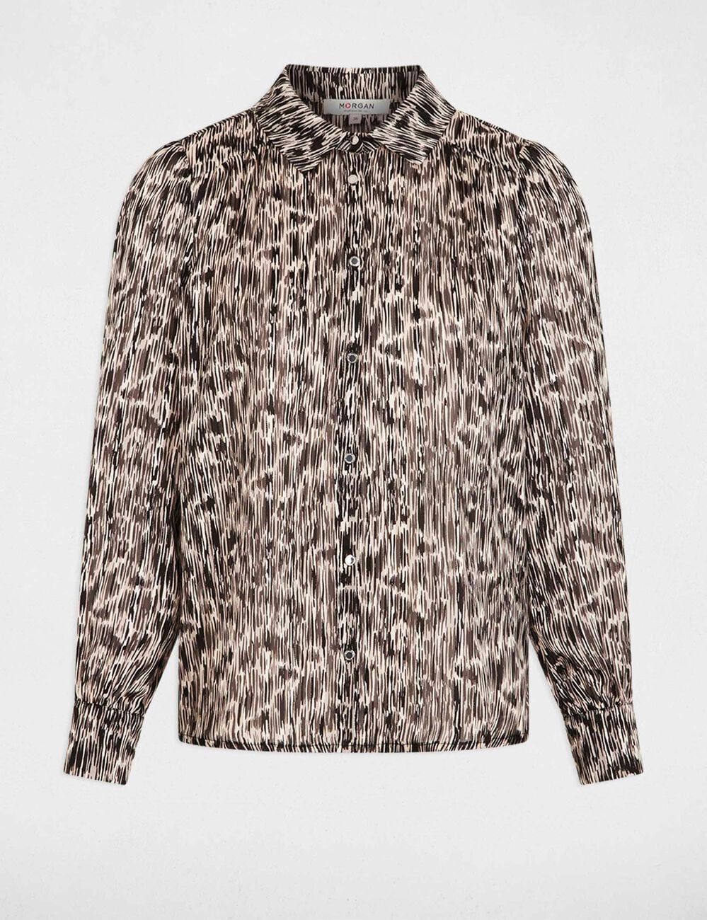Camisa satinada con cuello abierto multicolor mujer
