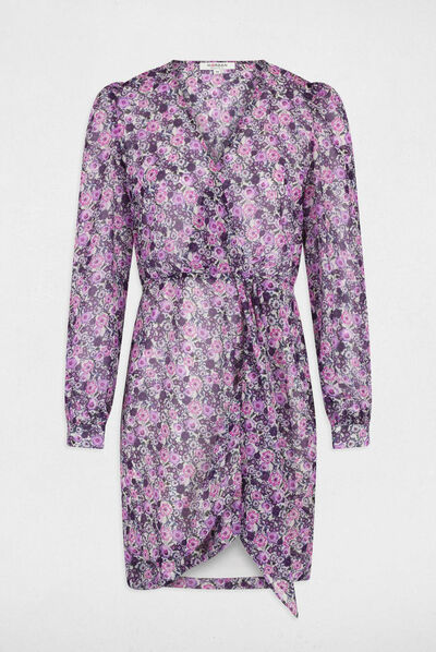 Vestido cruzado con estampado floral multicolor mujer