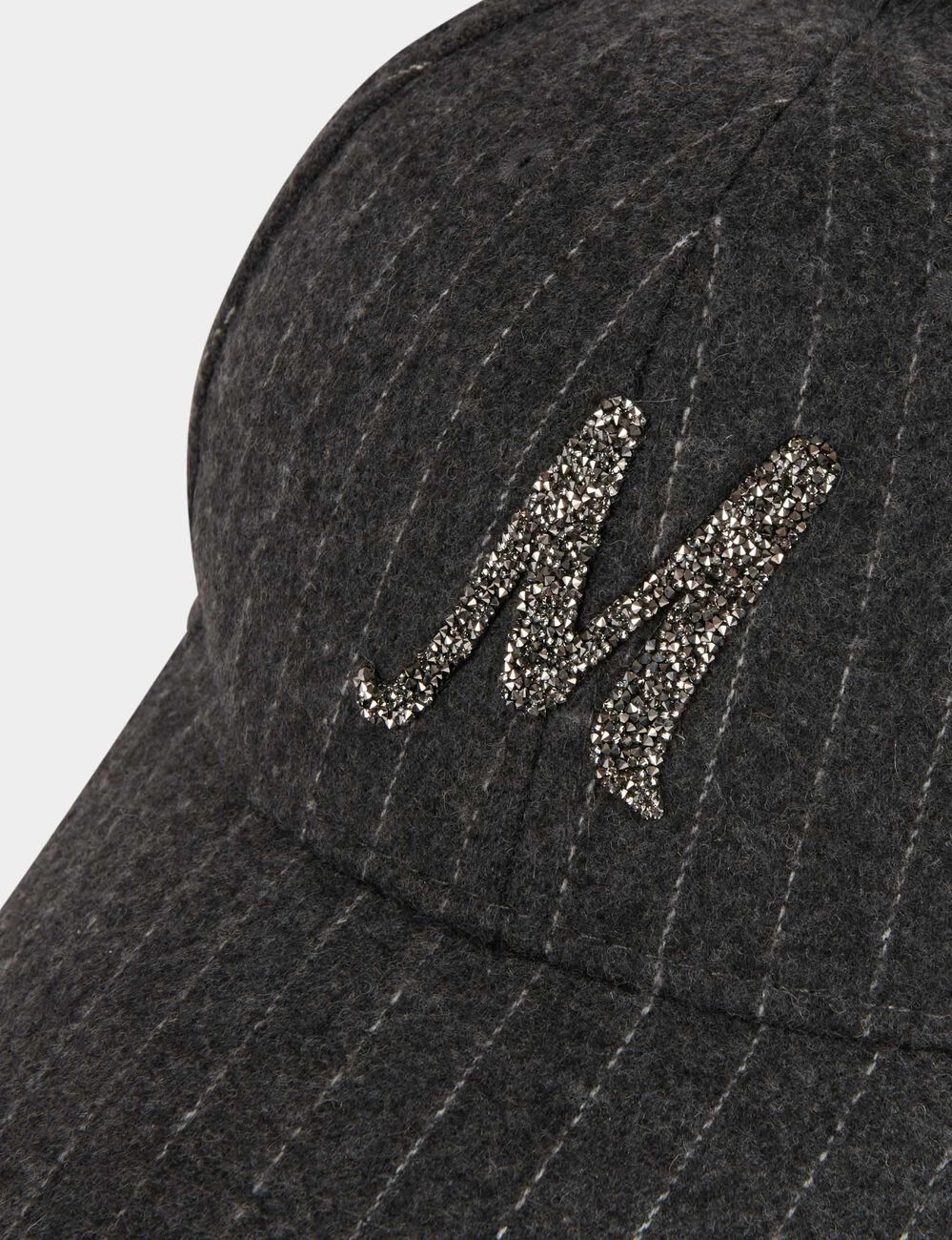 Gorra rayas y M con strass gris moyen mujer