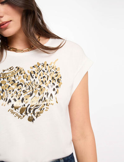 Camiseta de manga corta blanco mujer