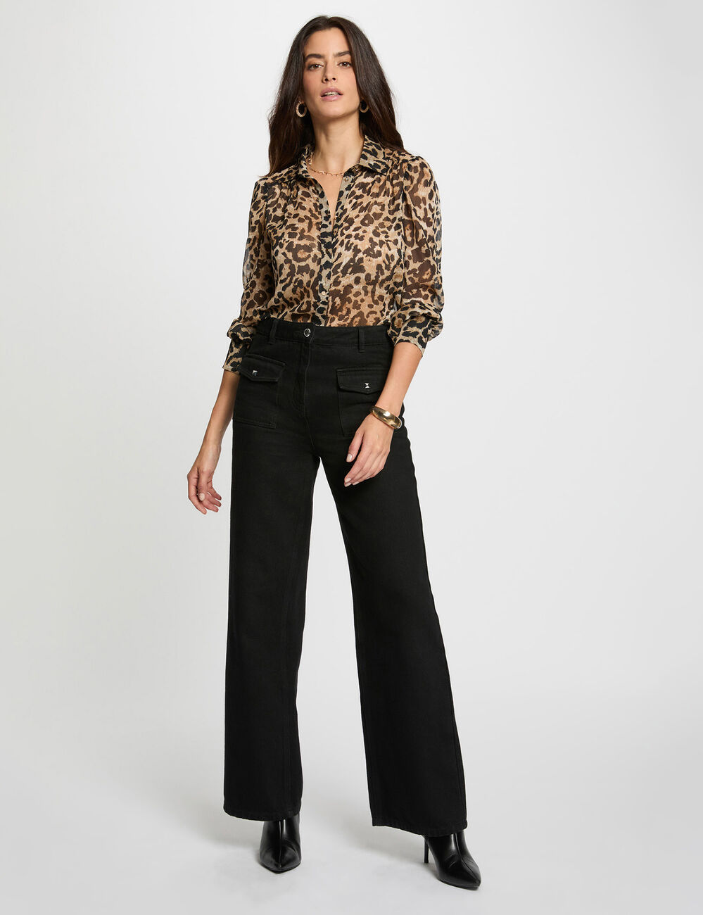 Camisa de gasa estampada multicolor mujer