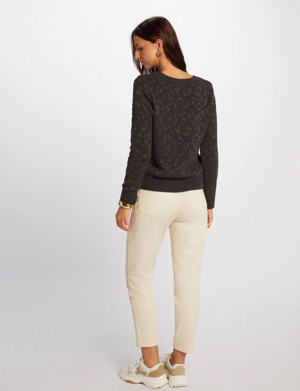 Jersey cuello redondo gris anthracite mujer