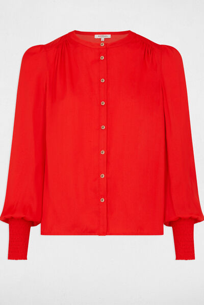 Camisa manga larga con cuello redondo orange mujer