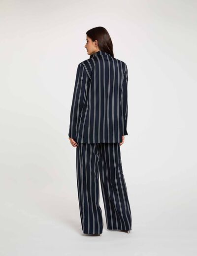 Pantal&oacute;n ancho de tiro alto azul marino mujer