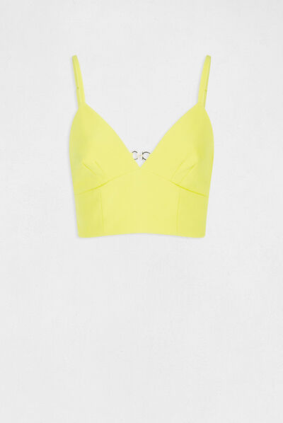 Corpiño crop top adorno en espalda amarillo mujer
