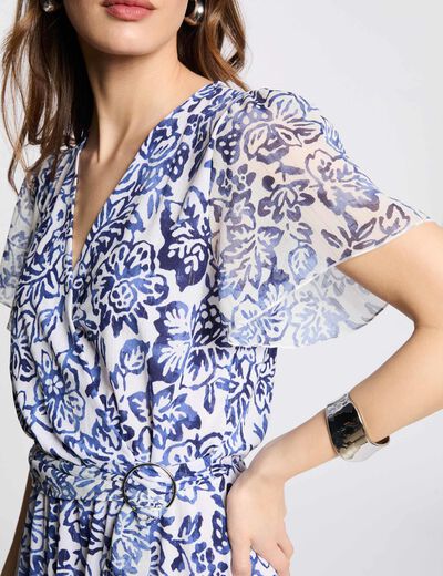 Vestido corto recto estampado multicolor mujer