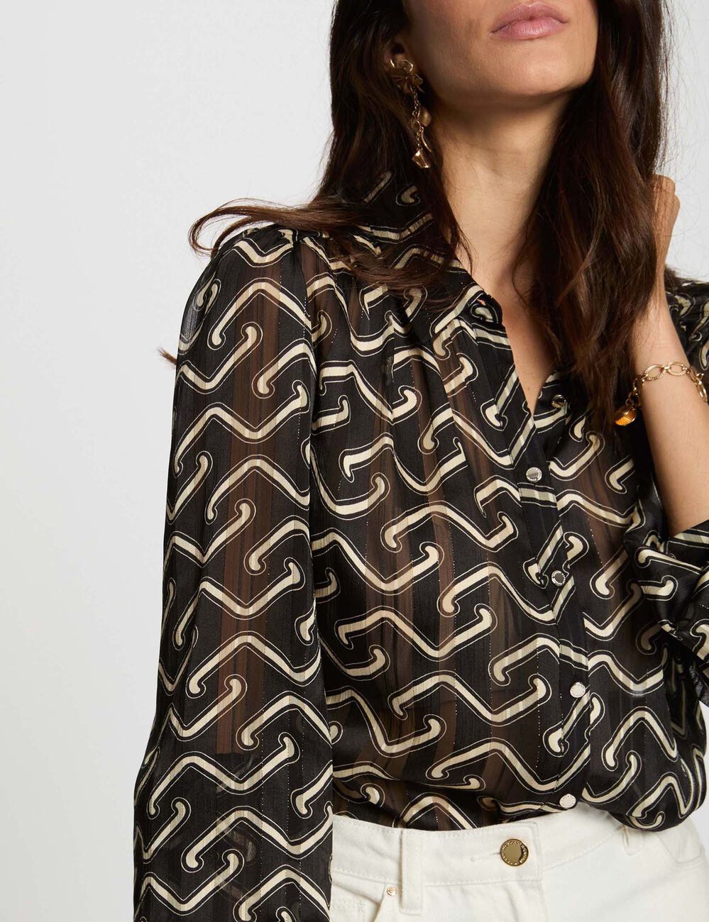 Camisa de gasa estampada multicolor mujer