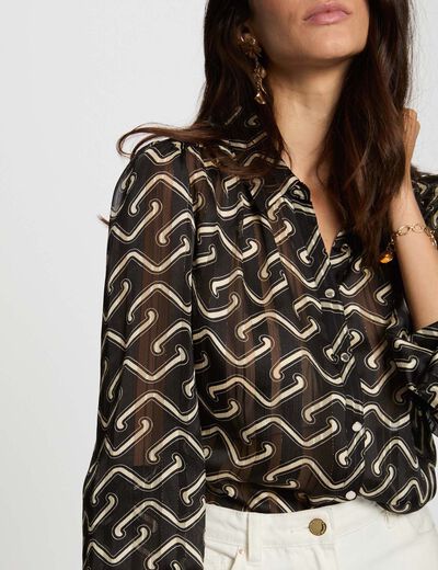 Camisa de gasa estampada multicolor mujer