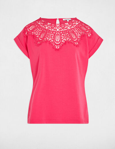 Camiseta manga corta rosado fucsia mujer