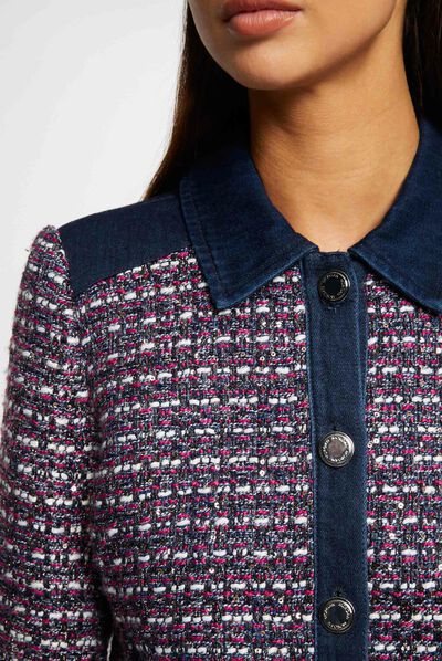 Chaqueta recta con detalles vaquero multico mujer