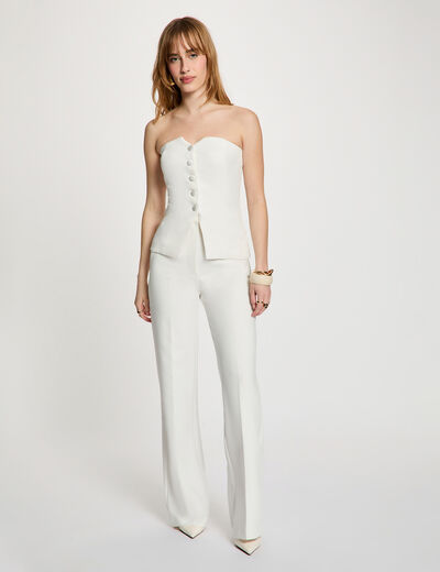 Bustier ajustado abotonado blanco mujer