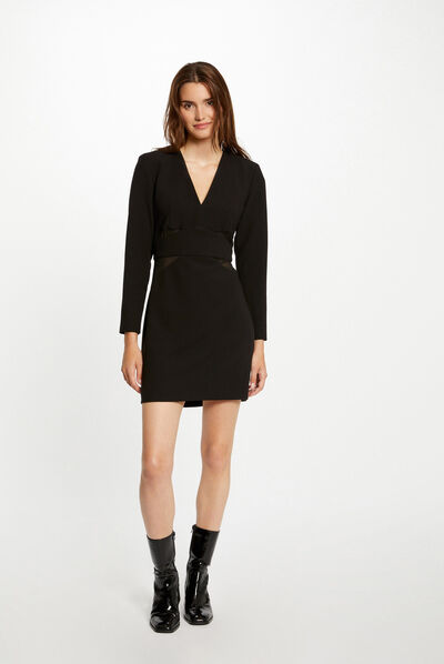 Vestido ajustado detalles transparente negro mujer