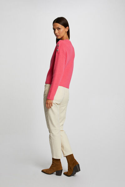 Jersey manga larga con botones rosa mujer