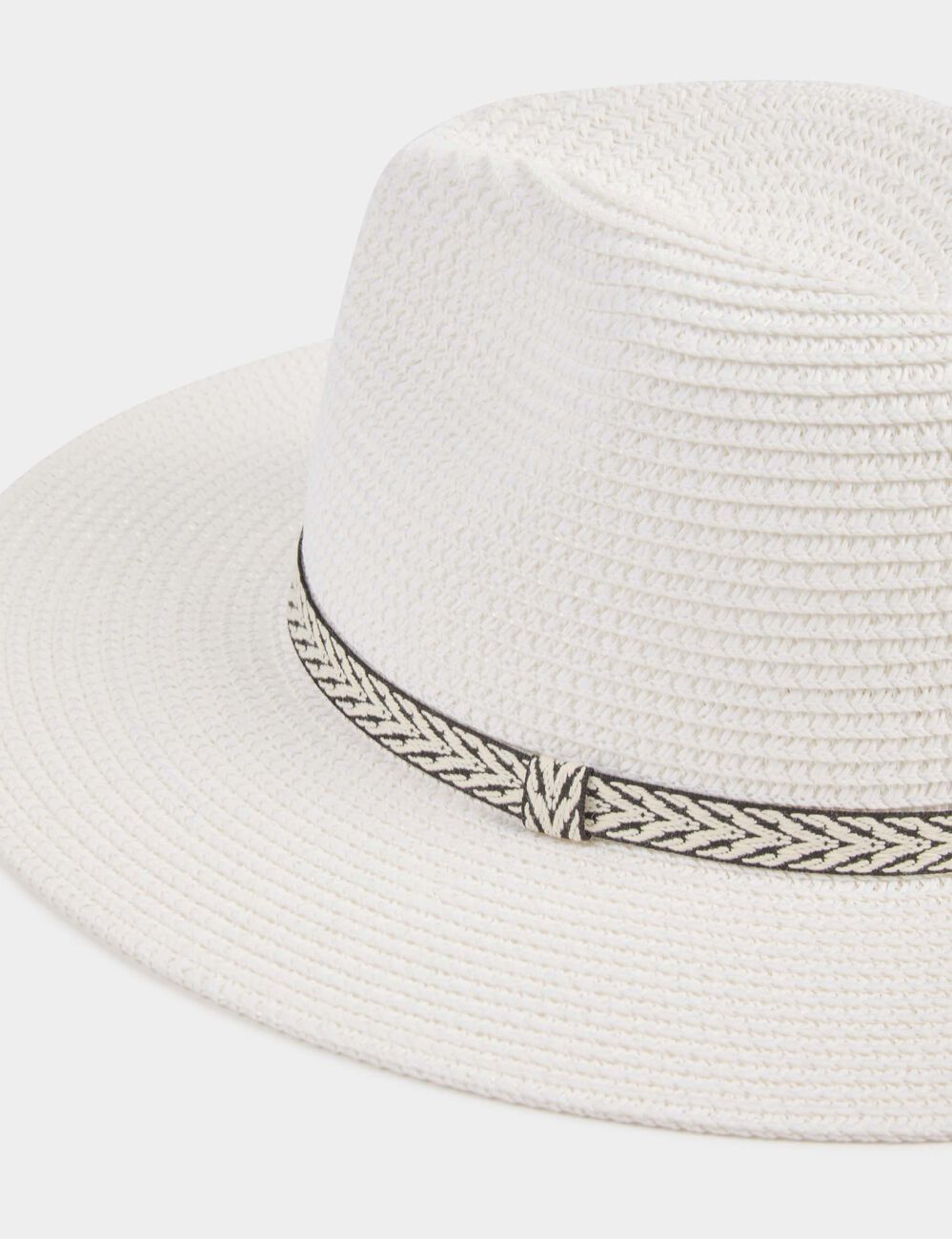 Sombrero de paja gr&aacute;fico blanco mujer
