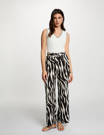 Pantal&oacute;n fluido estampado multicolor mujer