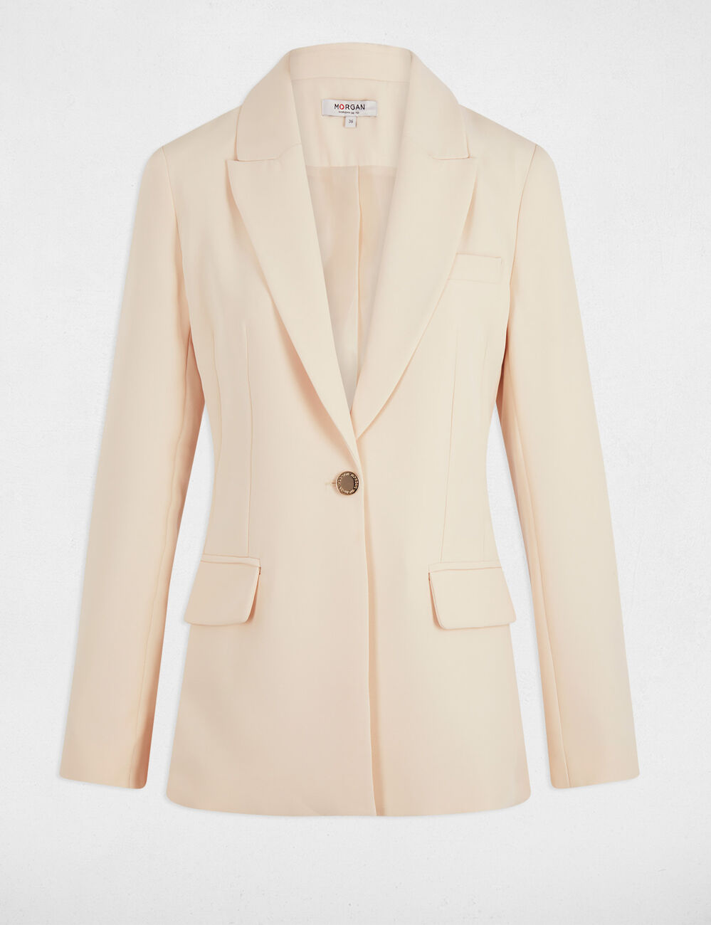 Chaqueta de manga larga creme mujer