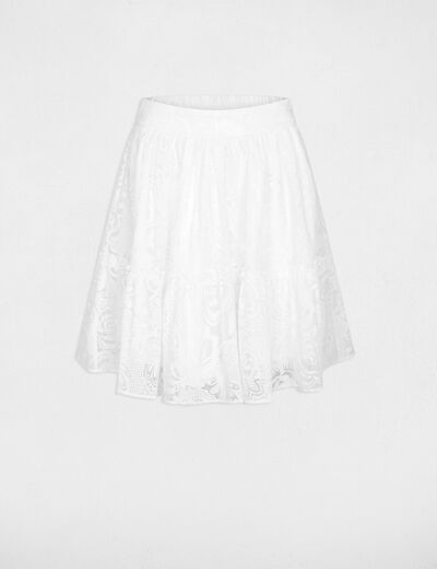 Falda corta acampanada blanco mujer