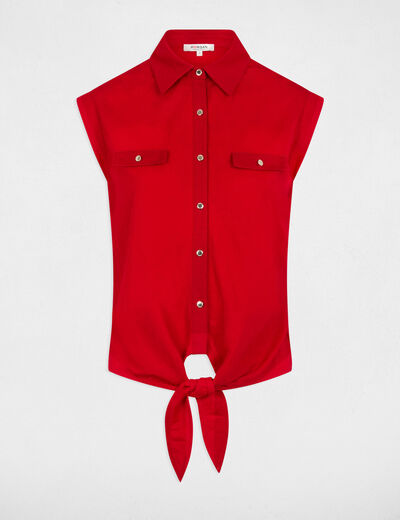 Blusa sin mangas rojo mujer