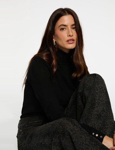 Jersey de cuello alto negro mujer