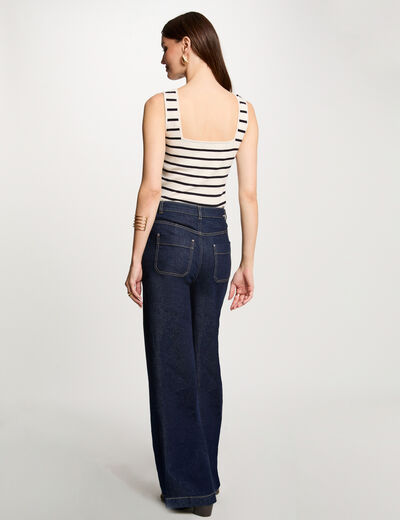 Jersey cuello cuadrado y rayas crudo mujer