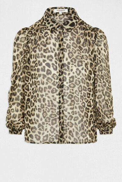 Camisa manga larga estampada multico mujer