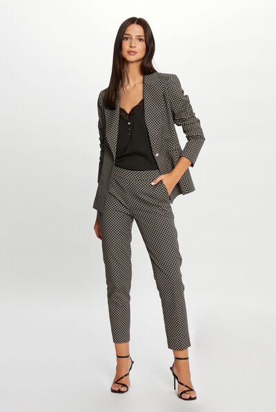 Pantalón cigarette estampado geométrico negro mujer