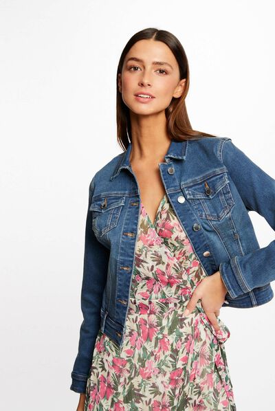 Chaqueta vaquera recta abotonada vaquero stone mujer