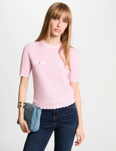 Jersey manga corta rosa pastel mujer