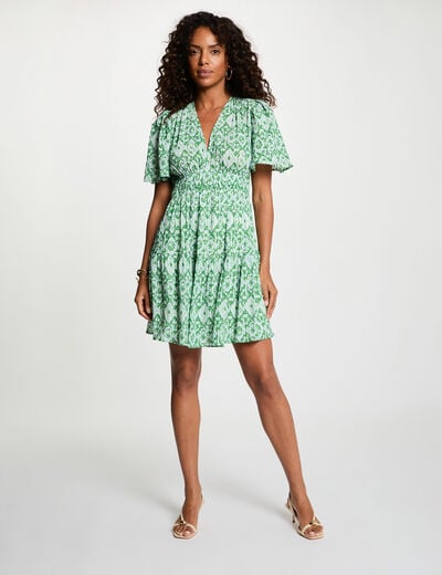 Vestido corto con cuello en V multicolor mujer