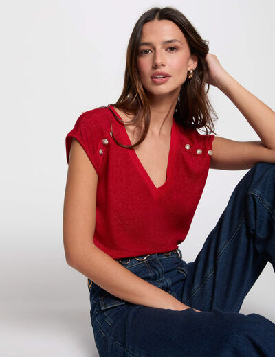 Camiseta de manga corta rojo mujer