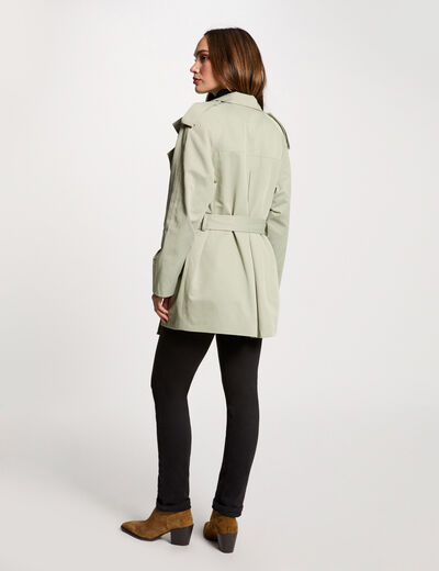 Gabardina corta holgada verde claro mujer