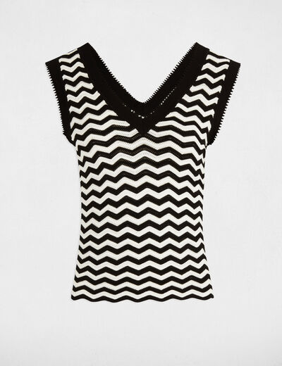 Top punto sin mangas rayas negro mujer