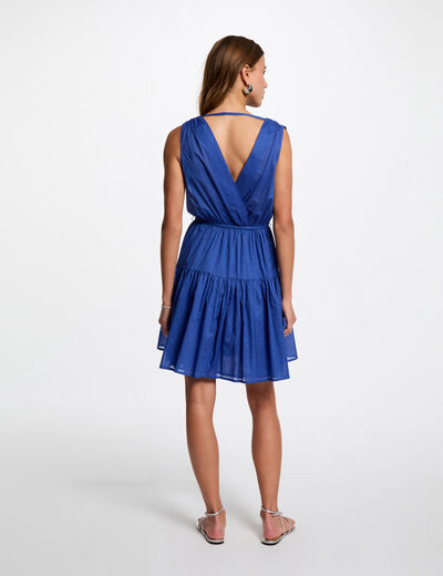 Vestido corto acampanado azul eléctrico mujer