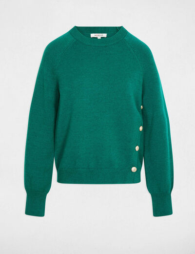 Jersey de cuello redondo y mangas largas verde mujer