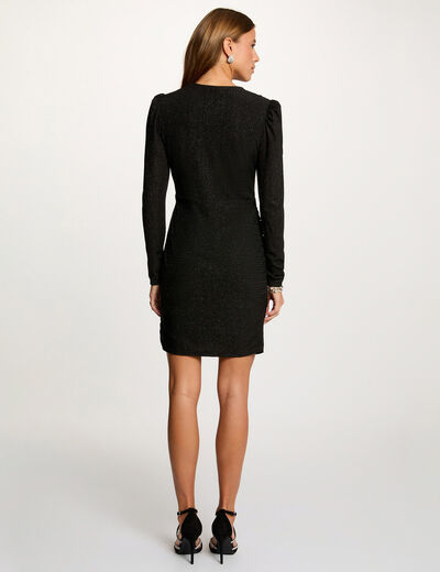 Vestido cruzado drapeado negro mujer