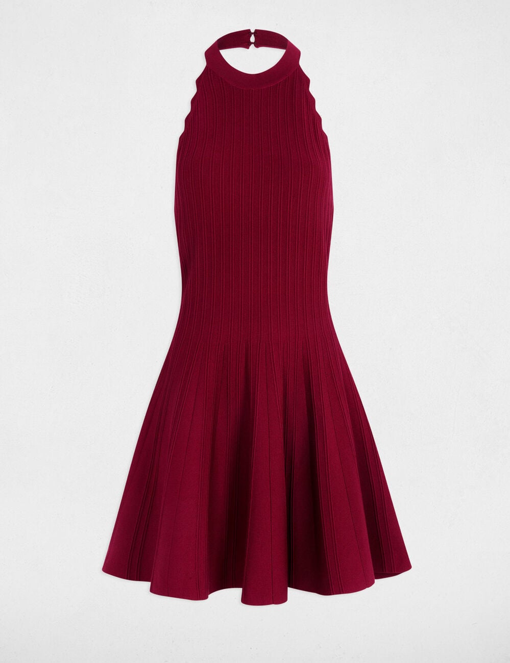 Vestido de punto evas&eacute; sin mangas burdeos mujer