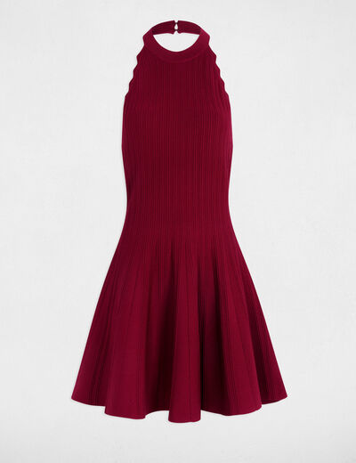 Vestido de punto evas&eacute; sin mangas burdeos mujer