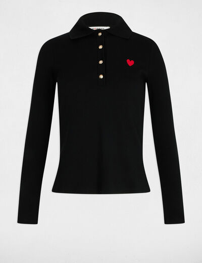 Polo manga larga negro mujer