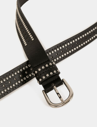 Cinturón con tachuelas y perforaciones negro mujer