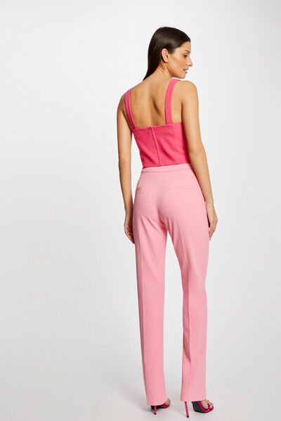 Pantalón de traje ajustado con abertura  mujer