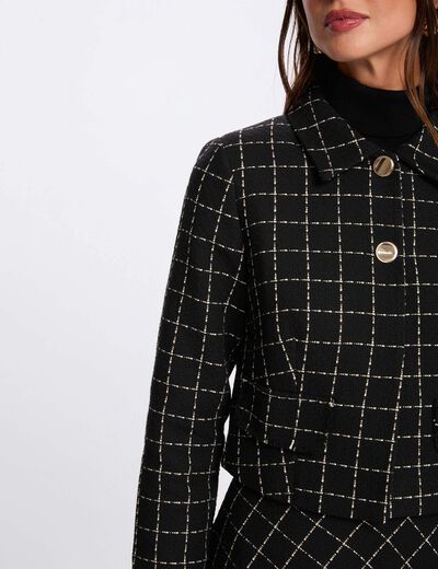 Chaqueta corta entallada negro mujer