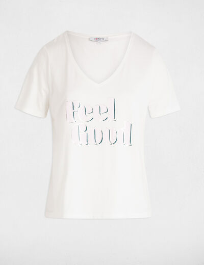 Camiseta con inscripción blanco mujer