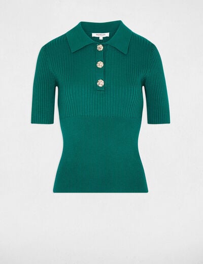 Jersey con cuello vuelto verde mujer