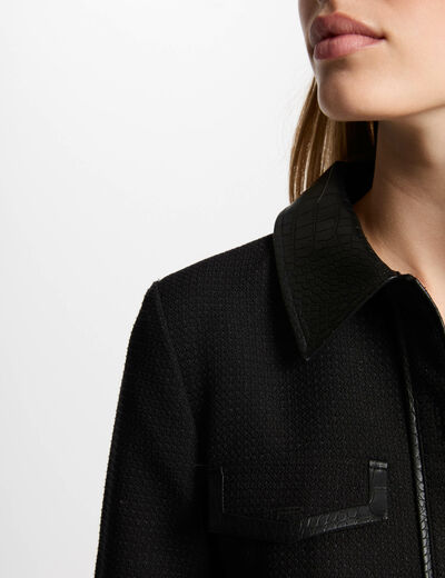 Vestido corto ajustado tweed negro mujer