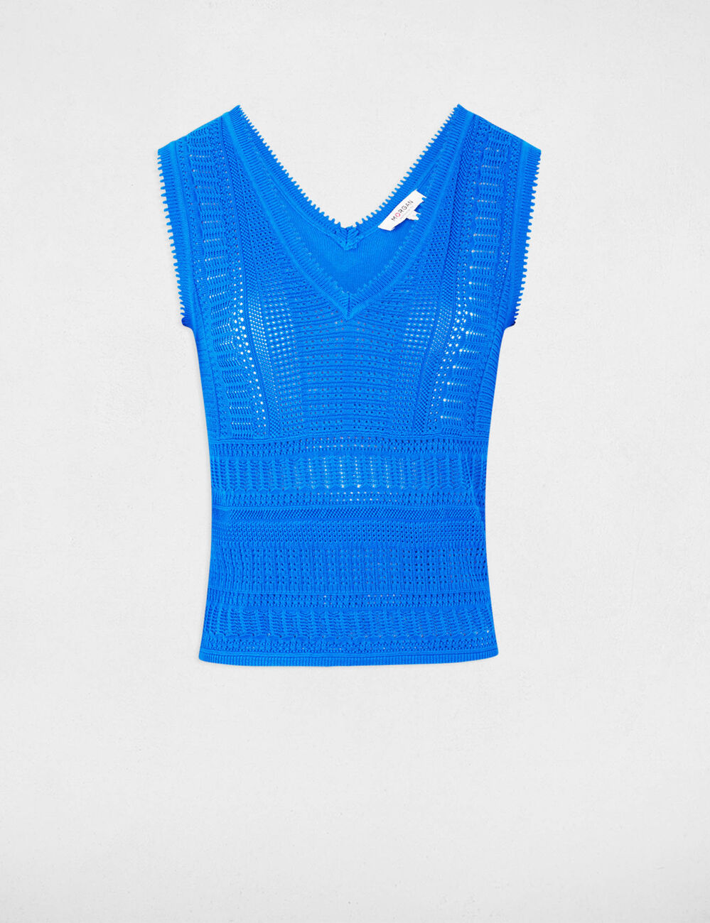 Jersey calado sin mangas azul eléctrico mujer