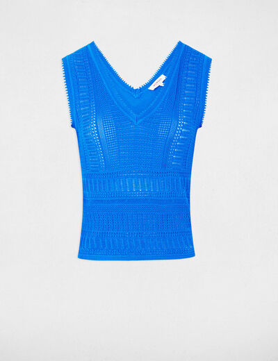 Jersey calado sin mangas azul eléctrico mujer