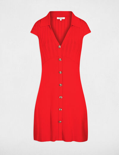 Vestido punto corto ajustado orange mujer