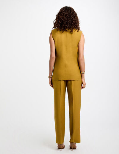 Pantalón estrecho en pernera verde caqui mujer